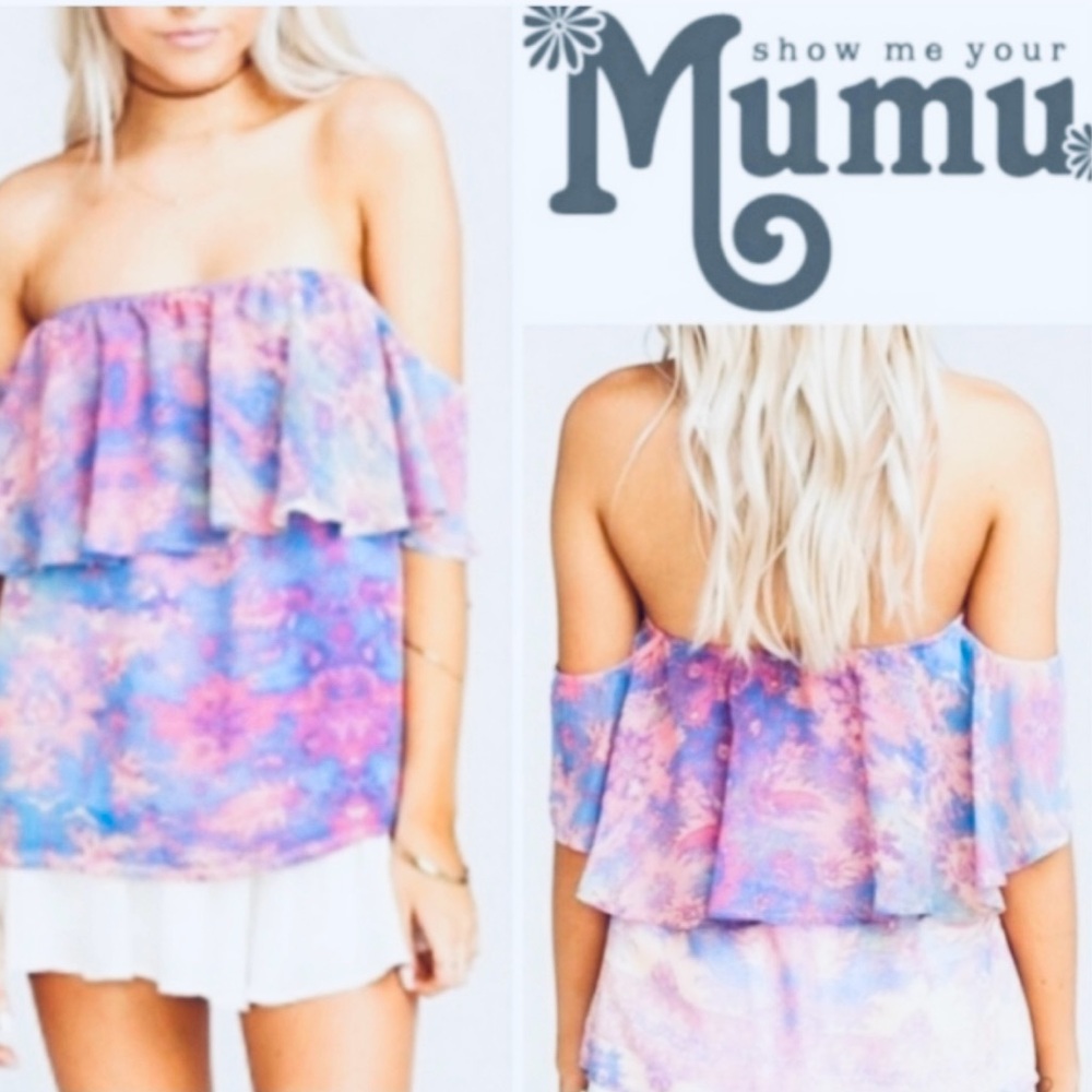 Anthropologie Show Me Your Mumu Chiquita Off-The-Shoulder Watercolor Top Medium